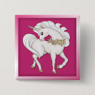 Weißes Einhorn Button