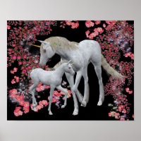 Weißes Einhorn-Foal-Fantasy-Poster
