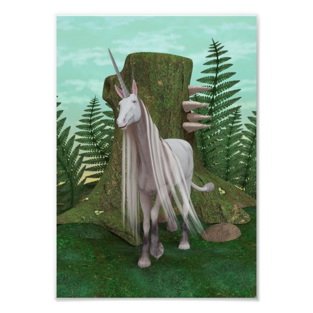 Weißes Einhorn Fotodruck (Vorne)