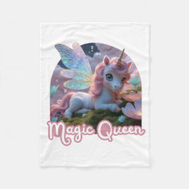 Weißes Einhorn mit Flügeln - Magic Queen Fleecedecke
