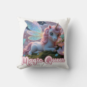 Weißes Einhorn mit Flügeln - Magic Queen Kissen