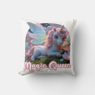 Weißes Einhorn mit Flügeln - Magic Queen Kissen