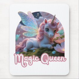 Weißes Einhorn mit Flügeln - Magic Queen Mousepad