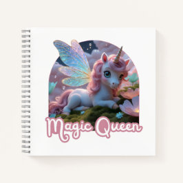 Weißes Einhorn mit Flügeln - Magic Queen Notizbuch