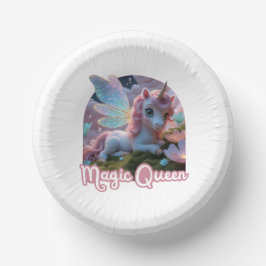 Weißes Einhorn mit Flügeln - Magic Queen Pappteller