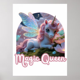 Weißes Einhorn mit Flügeln - Magic Queen Poster