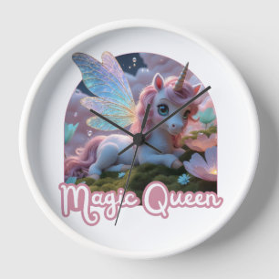Weißes Einhorn mit Flügeln - Magic Queen Uhr