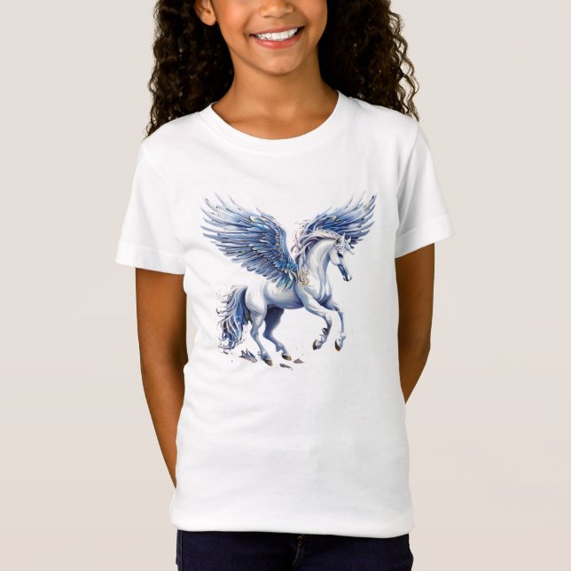 Weißes Einhorn mit Flügeln T-Shirt (Vorderseite)
