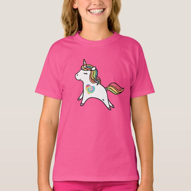 Weißes Einhorn mit Regenbogenmane und Krawatte gef T-Shirt (Vorderseite)