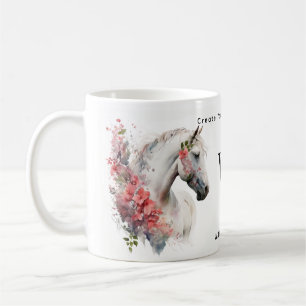 Weißes Einhorn-Monogramm mit Name Kaffeetasse
