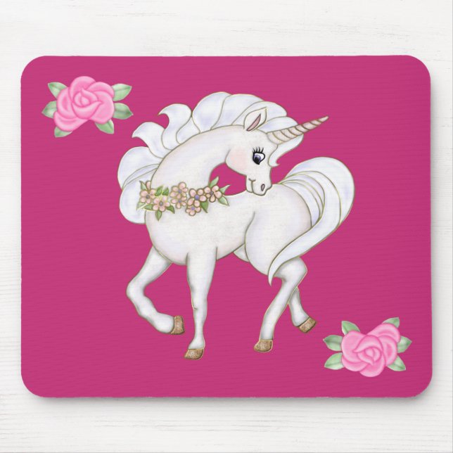Weißes Einhorn Mousepad (Vorne)