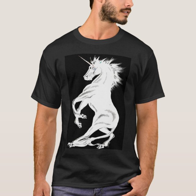 Weißes Einhorn T-Shirt (Vorderseite)