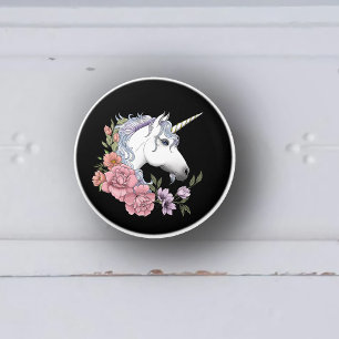 Weißes Einhorn und Blumen Keramikknauf