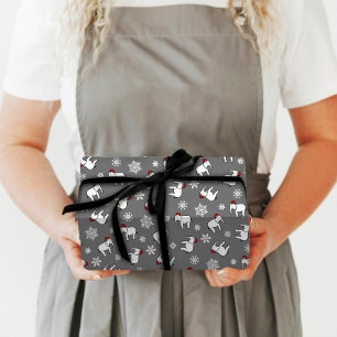 Weißes Elefant-Weihnachten (Grau) Geschenkpapier