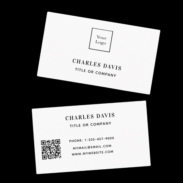 Weißes, elegantes Qr-Logo Visitenkarte (Von Creator hochgeladen)