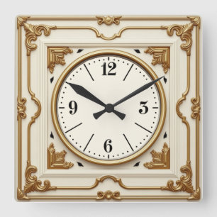 Weißes Elegantes Tessin Quadratische Wanduhr