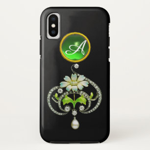 WEIßES EMAILBLUMENMONOGRAMM MIT PERLEN UND DIAMANT Case-Mate iPhone HÜLLE