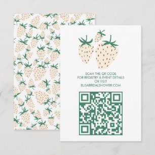 Weißes Erdbeeren Pineberry BRAUTPARTY QR-Code Begleitkarte