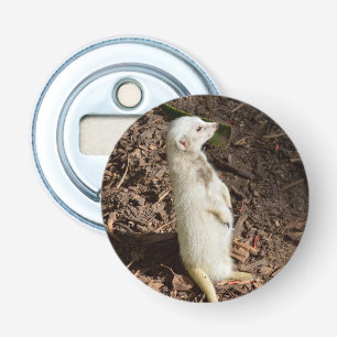 Weißes Erdmännchen, magnetischer Flaschenöffner. Flaschenöffner
