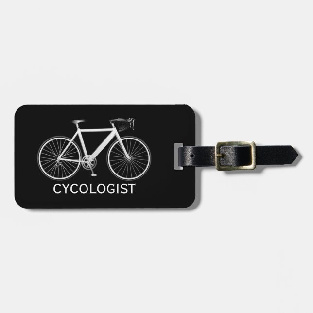 Weißes Fahrrad auf Schwarz Gepäckanhänger (Vorderseite horizontal)