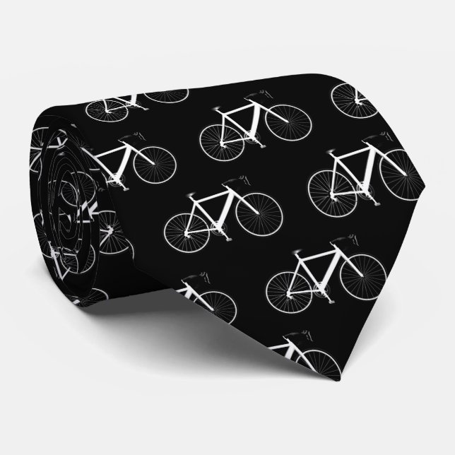 Weißes Fahrrad auf schwarz Krawatte (Gerollt)