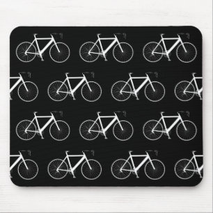 Weißes Fahrrad auf schwarz Mousepad