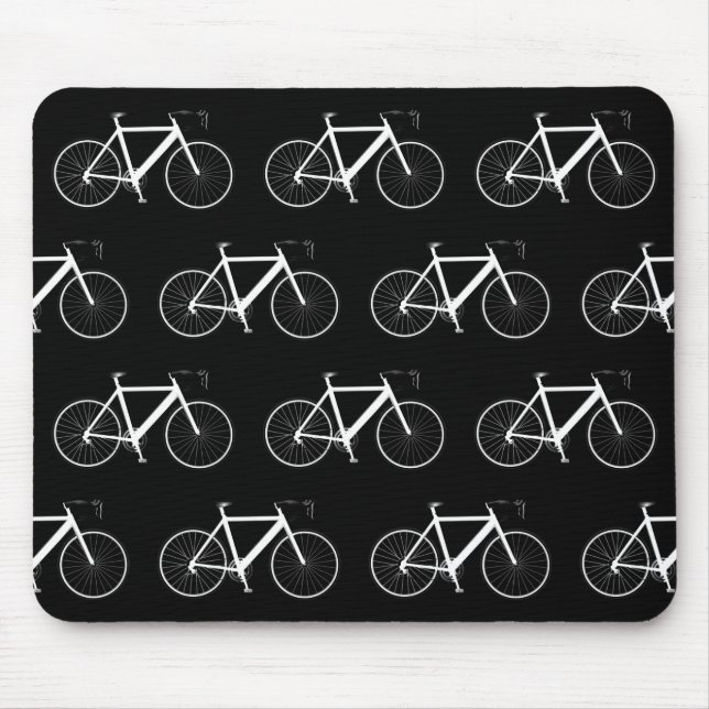 Weißes Fahrrad auf schwarz Mousepad (Vorne)