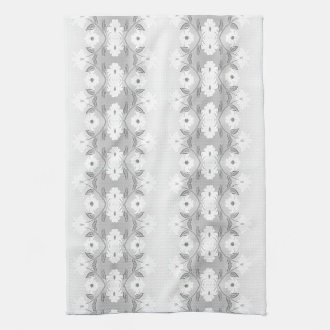 Weißes Farbmuster mit grauem Muster Geschirrtuch (Vertikal)