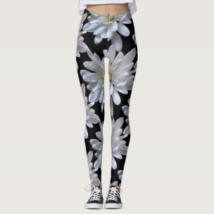 Weißes Farbmuster, weiße Blume Leggings