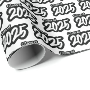 Weißes Fett-Pinselklasse 2025 - Wrapping Paper Geschenkpapier