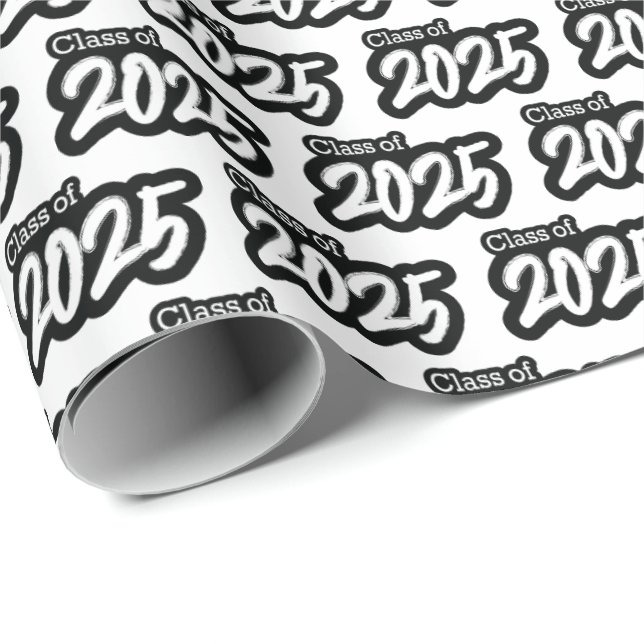 Weißes Fett-Pinselklasse 2025 - Wrapping Paper Geschenkpapier (Rolleneckpunkt)