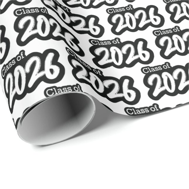 Weißes Fett-Pinselklasse 2026 - Wrapping Paper Geschenkpapier (Rolleneckpunkt)