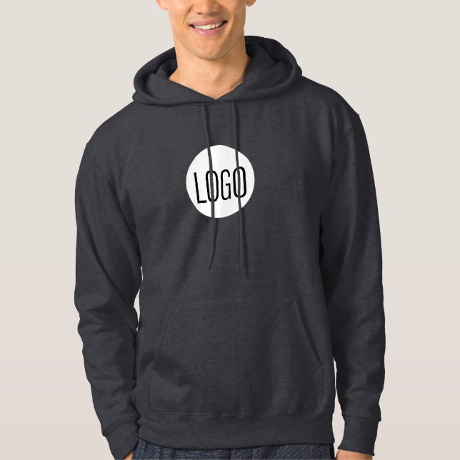 Weißes Firmenlogo auf schwarz Hoodie (Vorderseite)