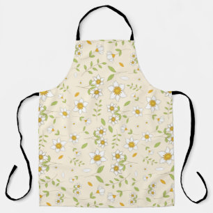 Weißes florales botanisches Muster auf Creme Schürze