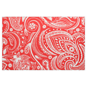 Weißes florales Paisley-Muster auf rotem Stoff