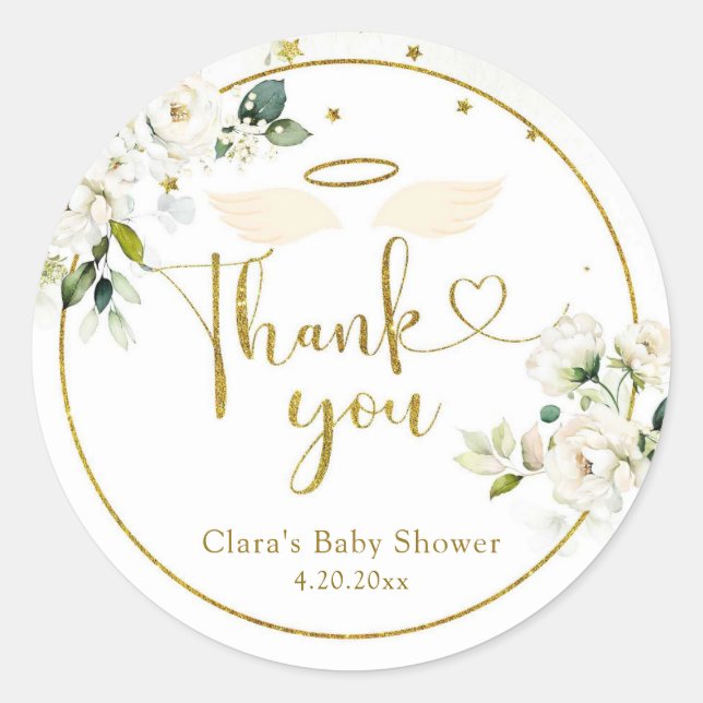 Weißes, florales Stück Himmel Runder Aufkleber (Vorderseite)