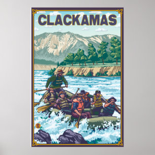 Weißes flößendes Wasser - Clackamas, Oregon Poster