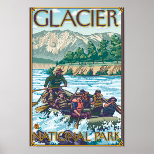 Weißes flößendes Wasser - Glacier Nationalpark, Poster