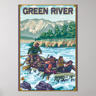 Weißes flößendes Wasser - Green River, Washington Poster