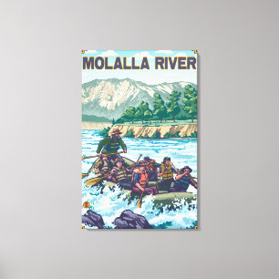 Weißes flößendes Wasser - Molalla Fluss, Oregon Leinwanddruck