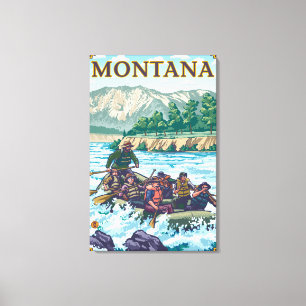 Weißes flößendes Wasser - Montana Leinwanddruck