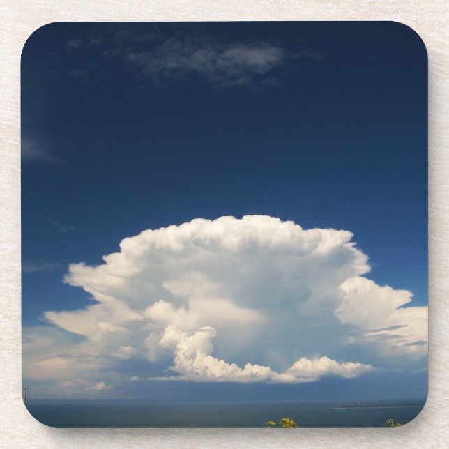 Weißes Fluffiges Wolkenfoto Getränkeuntersetzer (Vorderseite)