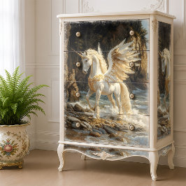 Weißes Flügeldrachen Einhorn Mythisches Ozeanfanta Seidenpapier