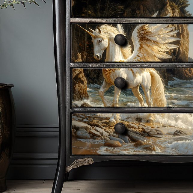 Weißes Flügeldrachen Einhorn Mythisches Ozeanfanta Seidenpapier (Von Creator hochgeladen)