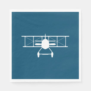 Weißes Flugzeug-Profil auf blauem Hintergrund Serviette