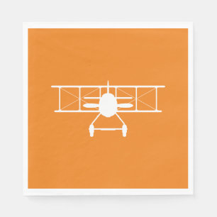 Weißes Flugzeug-Profil auf orangen Hintergrund Serviette