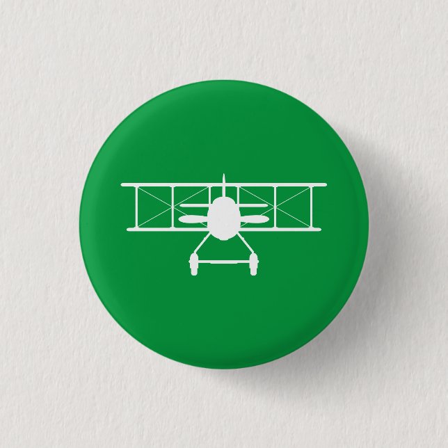 Weißes Flugzeug-Profil im grünen Hintergrund Button (Vorderseite)