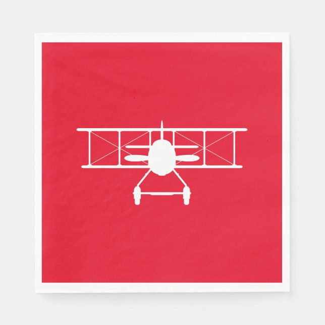 Weißes Flugzeug-Profil im roten Hintergrund Serviette (Vorderseite)