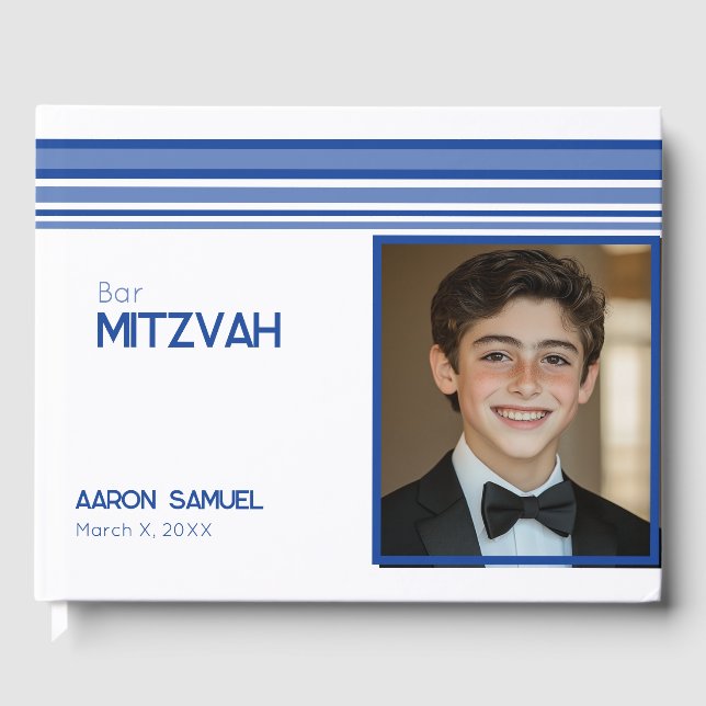 Weißes Foto Bar Mitzvah Gästebuch (Vorderseite)