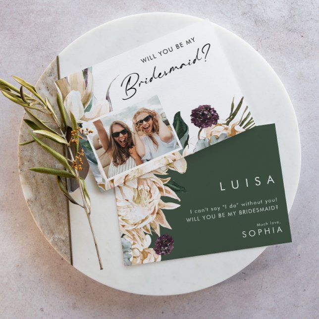 Weißes Foto Bridesmaid Vorschlag für eine Aufforde Einladung (Von Creator hochgeladen)